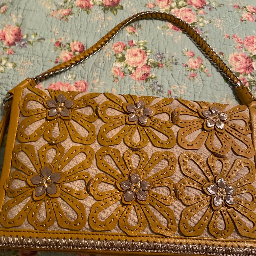 Brighton leather clutch bag with strap